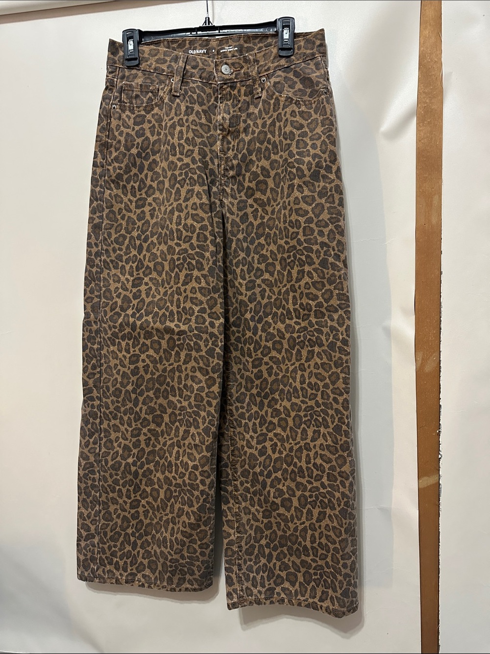 Old Navy Brown and Black Leopard Baggy Wide-Leg Jeans